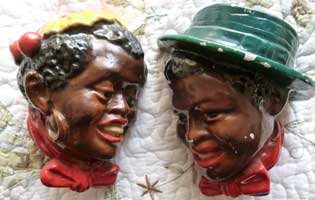  A Pair of Black Americana Chalkware Heads